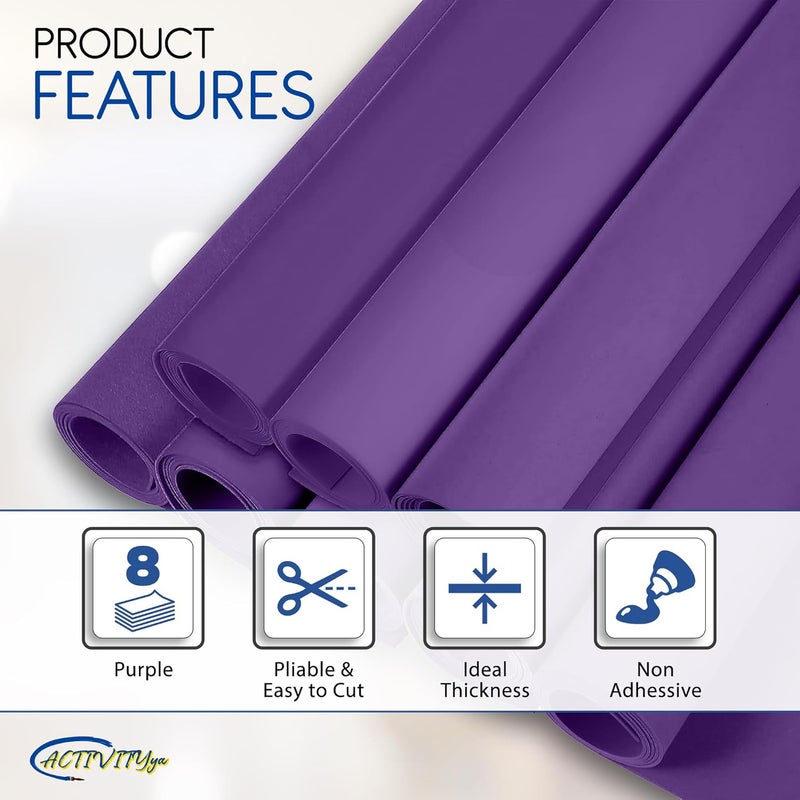 ACTIVITYYA Purple EVA Foam Sheets, 6 x 9 Inch, 2mm Thick – Foam Paper for DIY Arts and Crafts, School Projects, and More – 8 Pack - Image 4